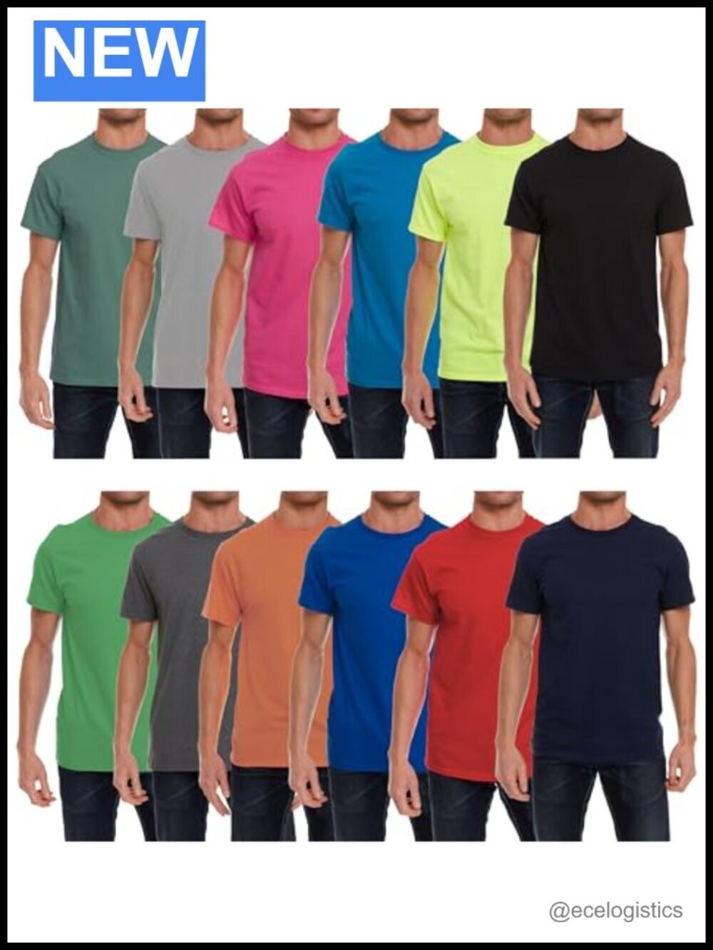 12 Pack Cotton Crew Neck Short Sleeve T-Shirts for Men